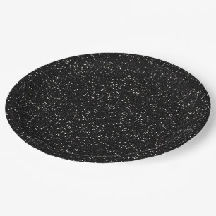 Sparkly Black & Silver Glitter Paper Plate