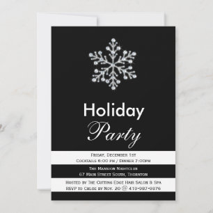 Sparkly Black & White Corporate Holiday Invite