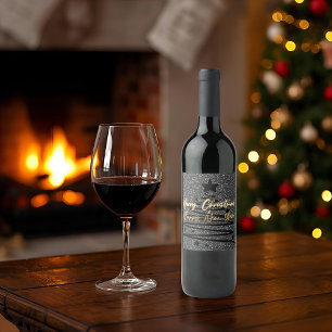 Sparkly Black Wine Label Set