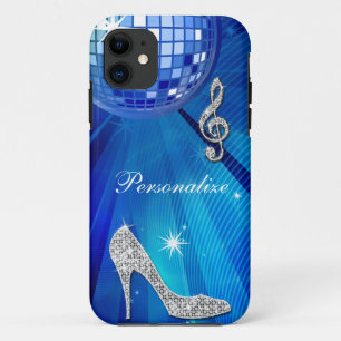 Sparkly Blue/silver Music Note & Stiletto Heel iPhone 11 Case