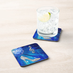 Sparkly Blue/silver Music Note & Stiletto Heel Coaster