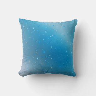 Sparkly Blue Violet and Silver Stars Throw Pillow