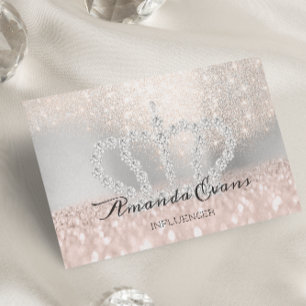 Sparkly Blush Glitter Makeup Artist Silver Royal Appointment Card