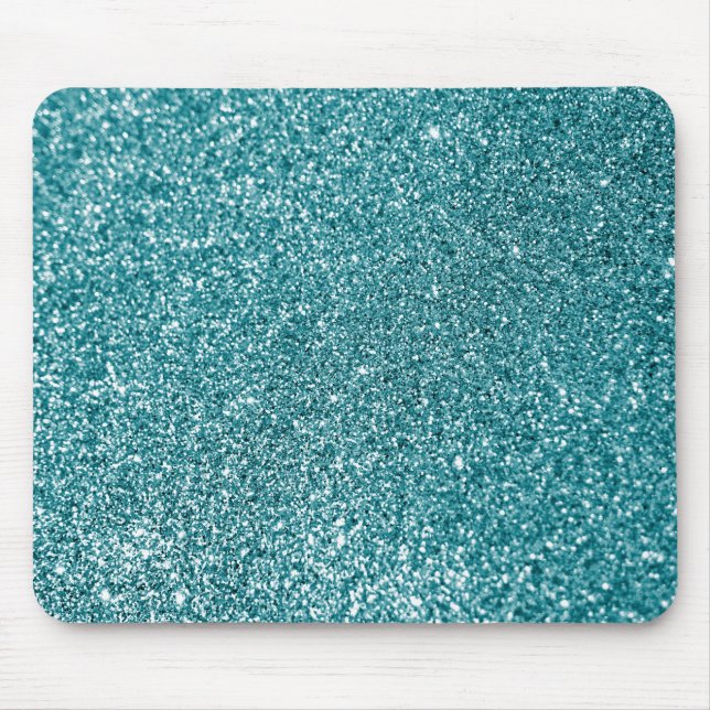 Sparkly Bokeh Faux Teal Glitter Mouse Pad (Front)