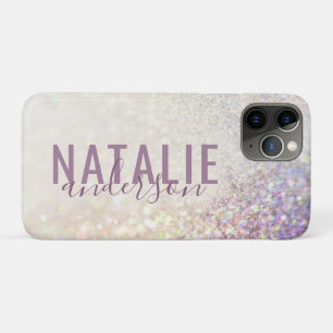 Sparkly bokeh glitter personalised pink purple iPhone 11 pro case