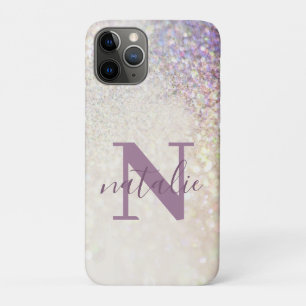 Sparkly bokeh glitter personalised pink purple iPhone 11 pro case
