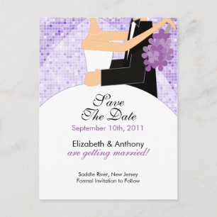 Sparkly Bride Groom Save The Date POSTCARD! Announcement Postcard