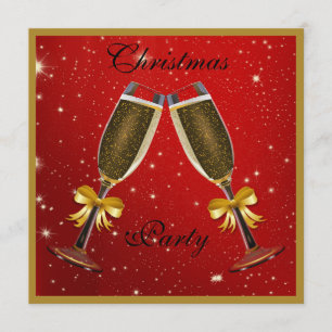 Sparkly Bubbly Champagne Flutes Christmas Party Invitation