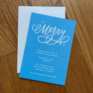Sparkly Bubbly Script Merry Holiday Invitation