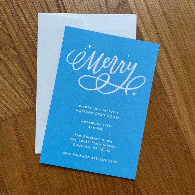 Sparkly Bubbly Script Merry Holiday Invitation (Creator Uploaded)