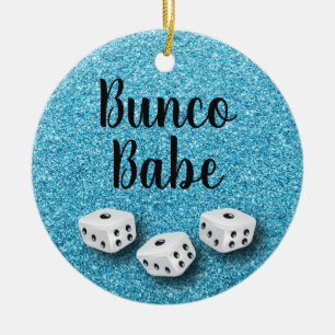 Sparkly Bunco Babe Faux Blue Glitter Chic Ceramic Tree Decoration