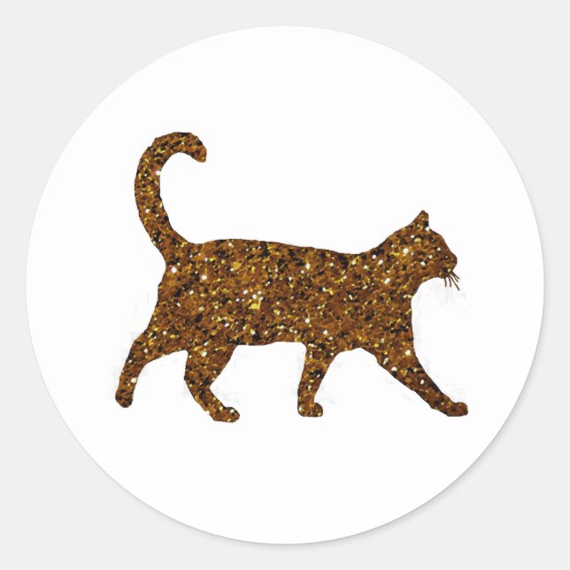 Sparkly Cat Classic Round Sticker (Front)