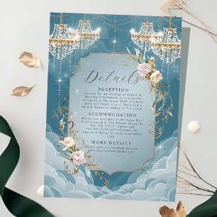 Sparkly Chandelier Floral Lavish Wedding Enclosure Card