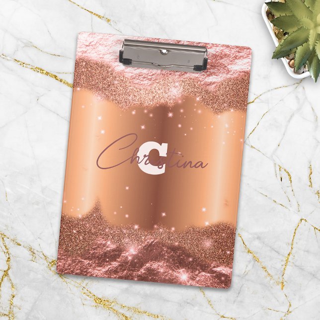 Sparkly Chic Glitter Faux Foil Rose Gold Glam Clipboard (Creator Uploaded)