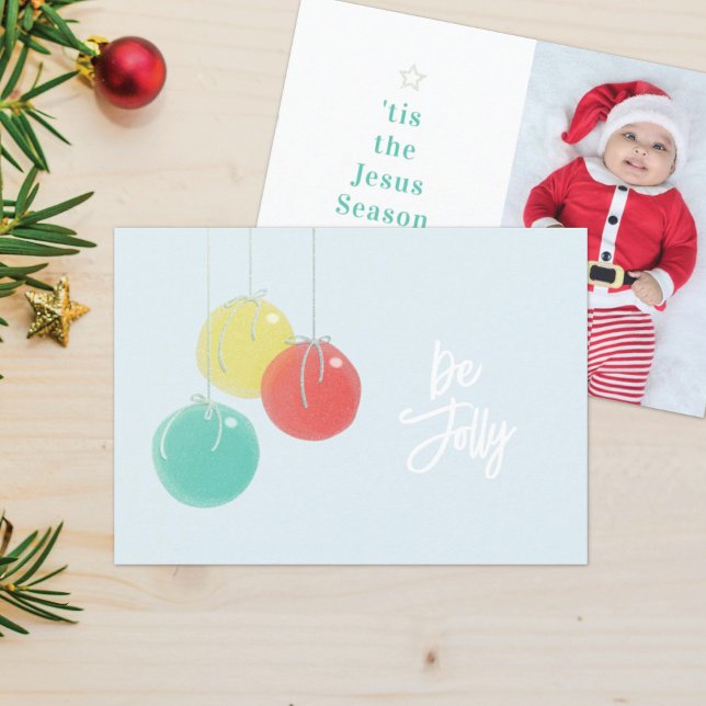 Sparkly Christmas Balls Photo Christmas Card (Creator Uploaded)