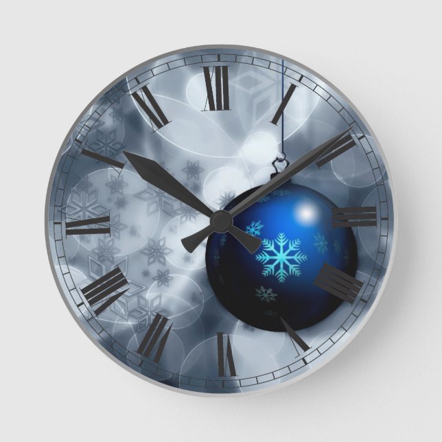 Sparkly Christmas Round Clock (Front)