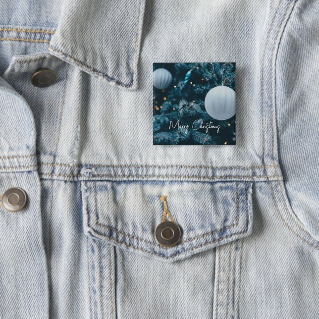 Sparkly Christmas Tree and Christmas Balls 15 Cm Square Badge (In Situ)