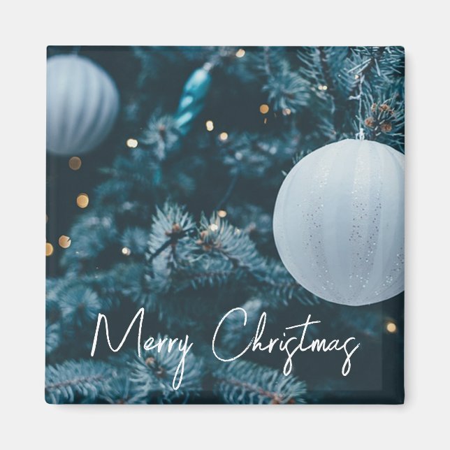 Sparkly Christmas Tree and Christmas Balls  Magnet (Front)