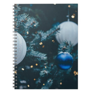 Sparkly Christmas Tree and Christmas Balls Notebook
