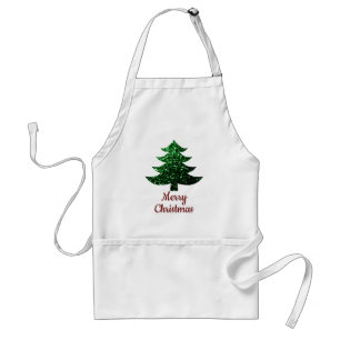 Sparkly Christmas tree green sparkles Personalise  Standard Apron