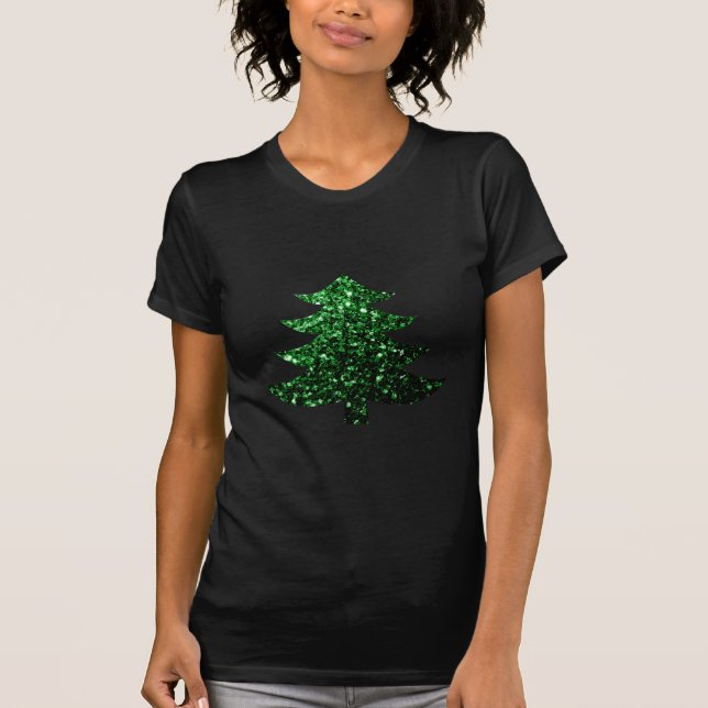 Sparkly Christmas tree green sparkles T-Shirt (Front)