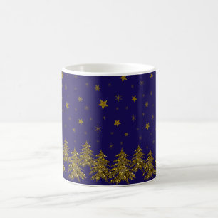 Sparkly Christmas tree, moon, stars Coffee Mug