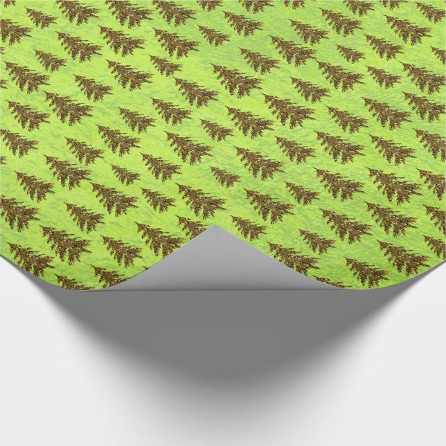 Sparkly Christmas tree on abstract green paper (Corner)
