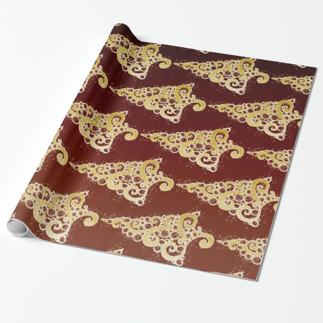 Sparkly Christmas Tree Wrapping Paper (Unrolled)