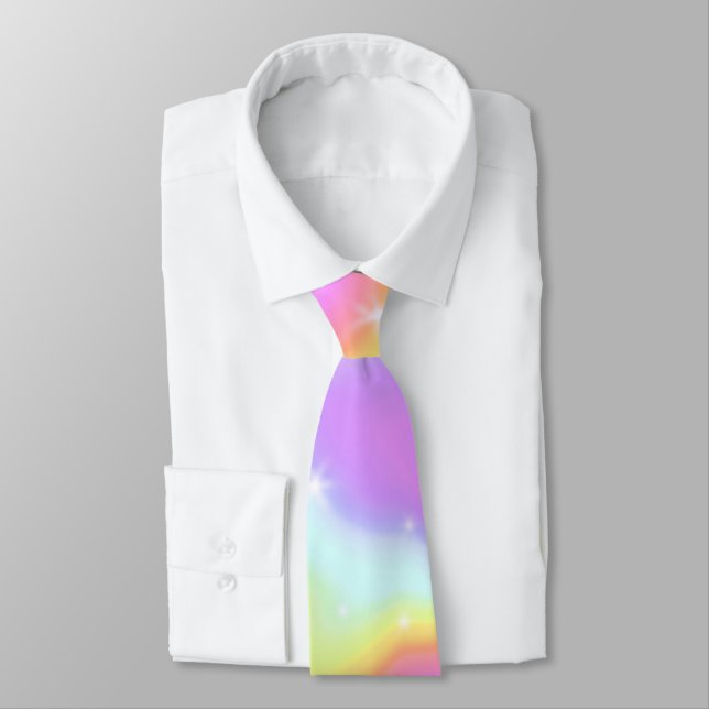 Sparkly Colourful Holographic Vibrant Fun Creative Tie (Tied)