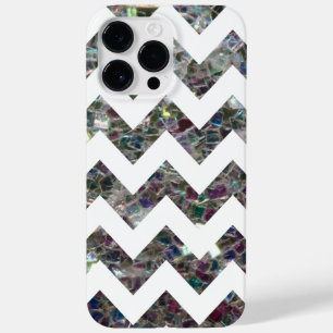 Sparkly colourful silver mosaic and White Chevron Case-Mate iPhone 14 Pro Max Case