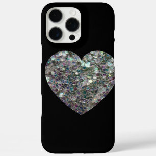 Sparkly colourful silver mosaic Heart iPhone 16 Pro Max Case