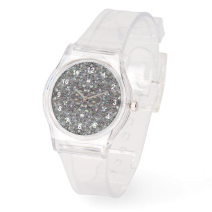 Sparkly colourful silver mosaic Mandala w numbers Watch