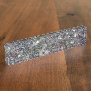 Sparkly colourful silver mosaic nameplate