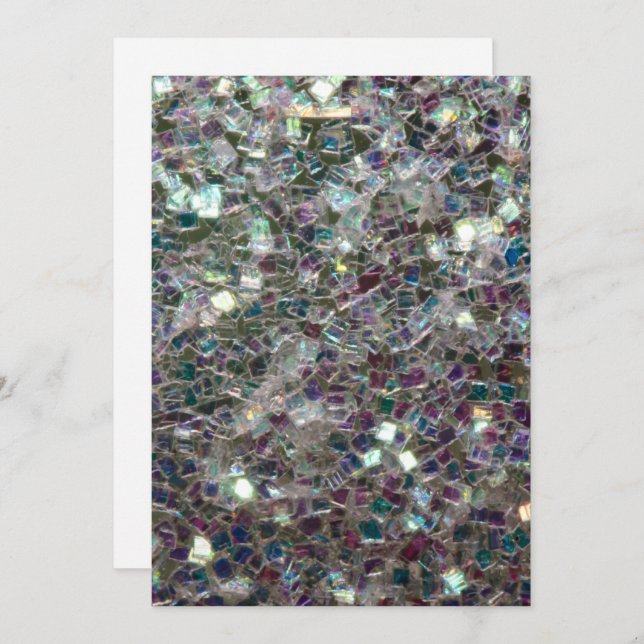 Sparkly colourful silver mosaic Personalise Invitation (Front/Back)