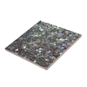 Sparkly colourful silver mosaic tile