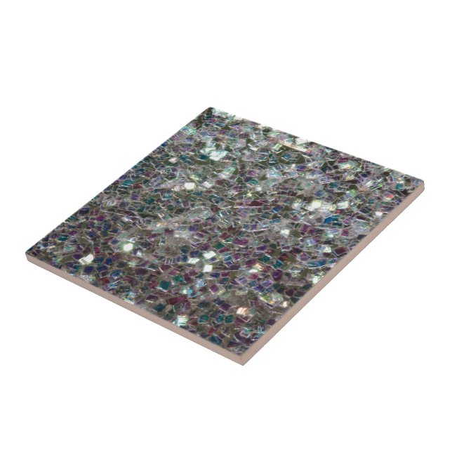 Sparkly colourful silver mosaic tile (Side)