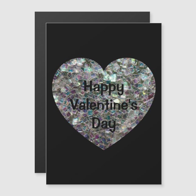 Sparkly colourful silver mosaic Valentine Day blac (Front/Back)