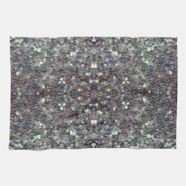Sparkly colourful silver v4 - Mandala Tea Towel (Horizontal)