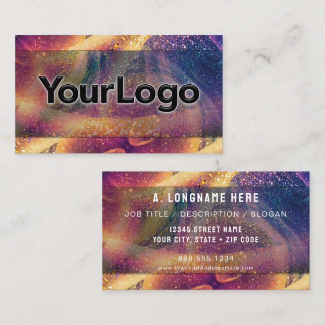 Sparkly Cosmic Galaxy Artisan Company Logo  Business Card (Front/Back)