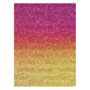Sparkly Dark Pink & Yellow Gradient Glitter Tablecloth