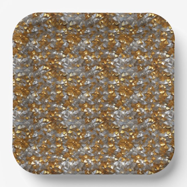 Sparkly Decorative Gold & Silver  Paper Plate (Front)