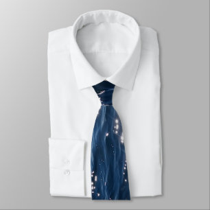 Sparkly Deep Blue Sea Waves Tie