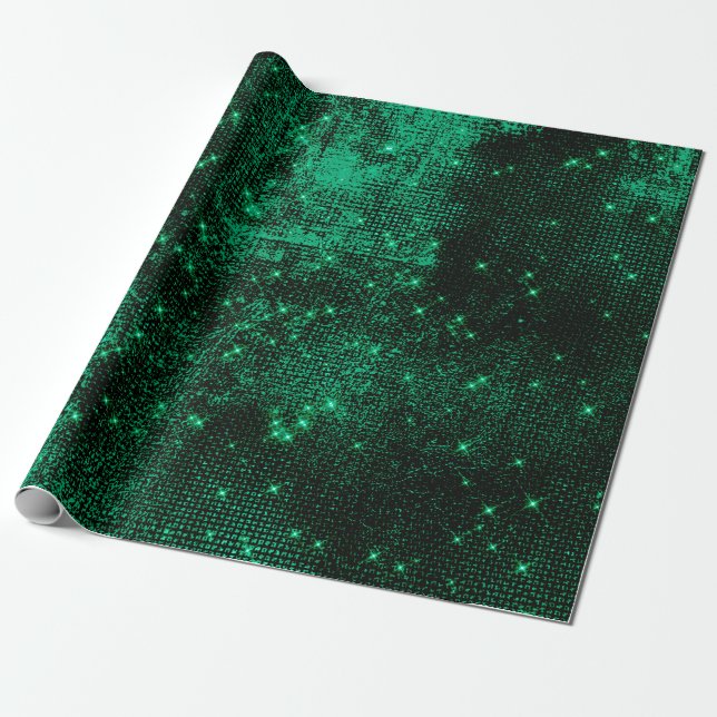 Sparkly Deep Cali Green Metallic Leather Urban Wrapping Paper (Unrolled)