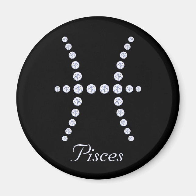 Sparkly Diamond Pisces Symbol  Magnet (Front)