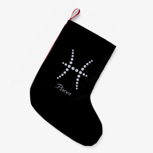 Sparkly Diamond Pisces Symbol  Small Christmas Stocking