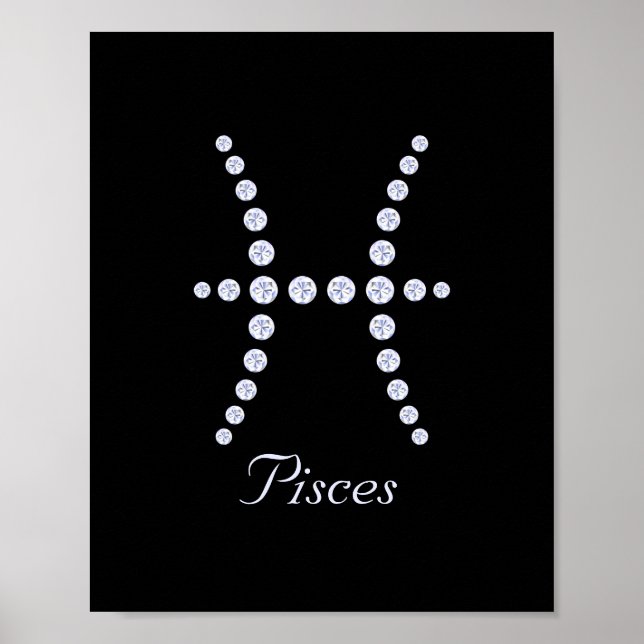 Sparkly Diamond Pisces Zodiac Symbol Poster (Front)