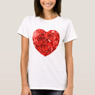 Sparkly Diamond Red Heart Design T-Shirt