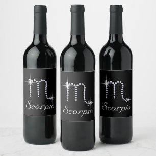 Sparkly Diamond Scorpio Wine Label