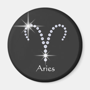 Sparkly Diamonds Aries Symbol Magnet