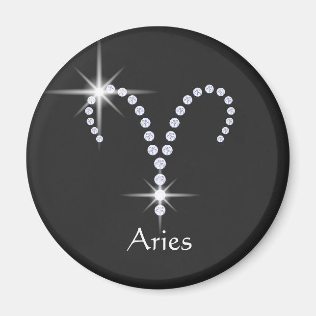 Sparkly Diamonds Aries Symbol  Magnet (Front)